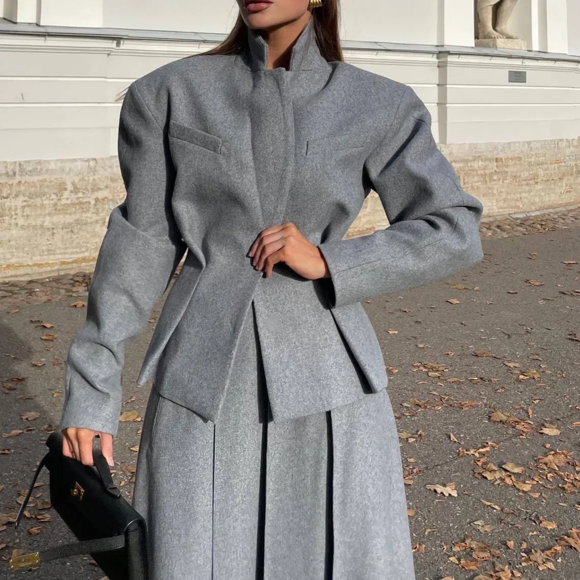 

Autumn and Winter New Fashion Women's Waist Small Suit, A-line Long Skirt Two-piece Set