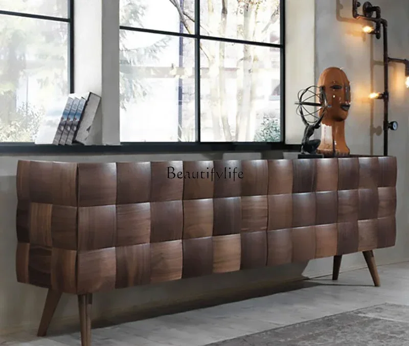 

LD33American retro storage creative storage medieval walnut color floor TV cabinet