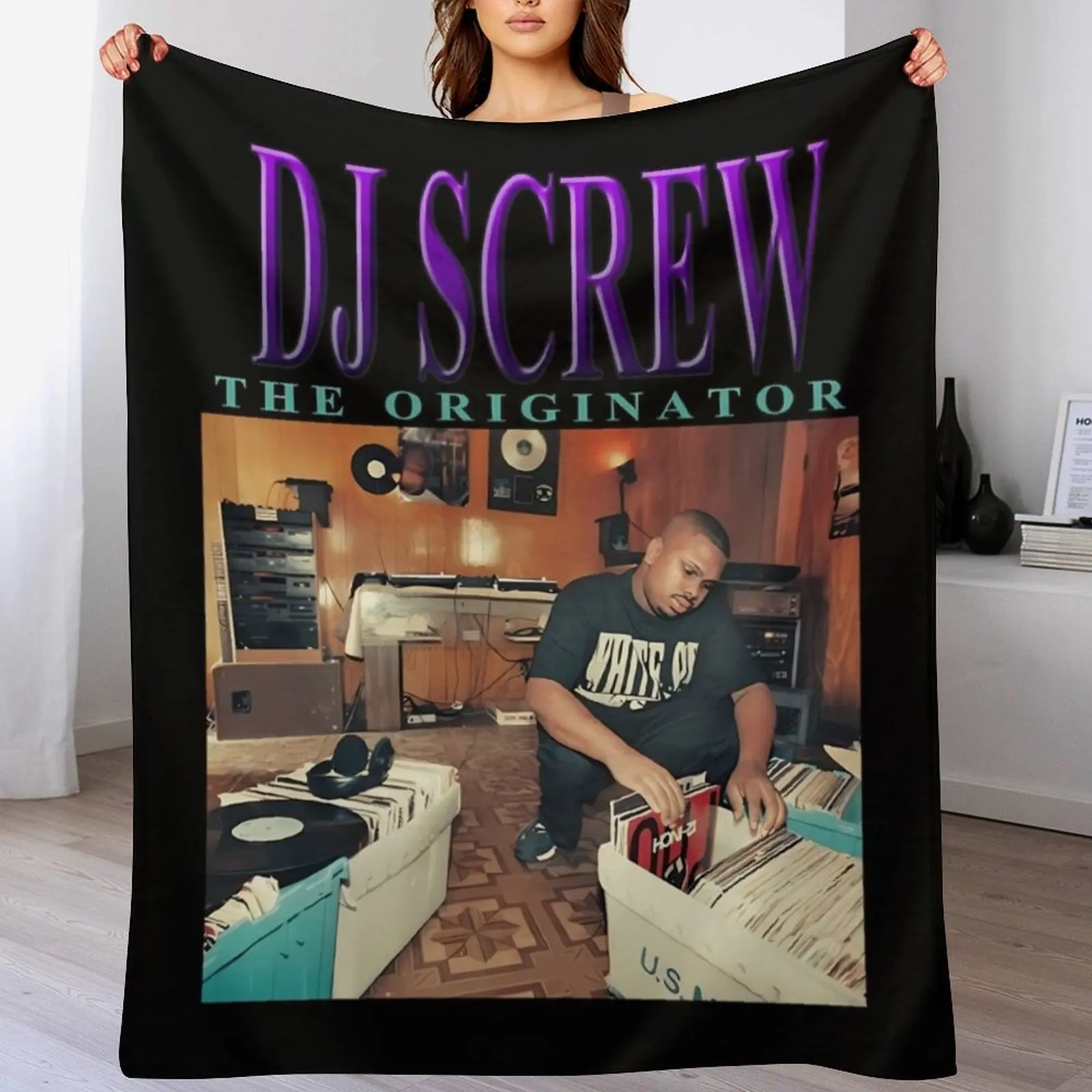 DJ SCREW THE ORIGINATOR R.I.P. 90S INSPIRED\t Throw Blanket Custom Furry Shaggy Blankets