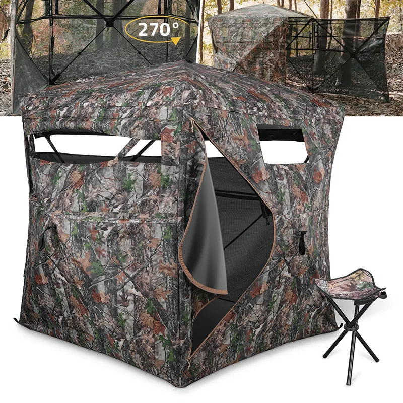 Portable Hunting Blind 270 Degree See Through 2 3 Person Pop Up with Sliding Silent Windows Suitable for All Weather Conditions - Image 2