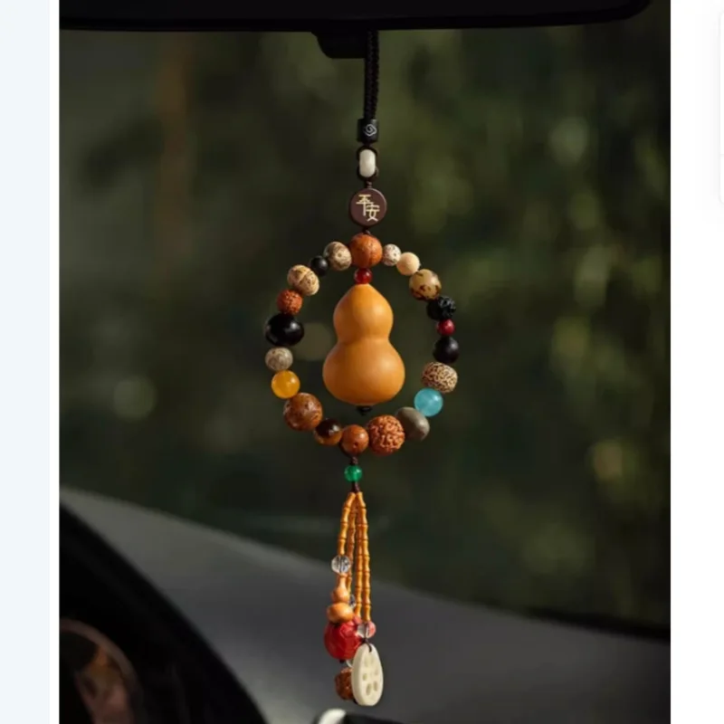 Natural Bottle Gourd Automobile Hanging Ornament Duobao Bodhi Rearview Mirror Car Accessories Men And Women Car Pend Safe Chamrs