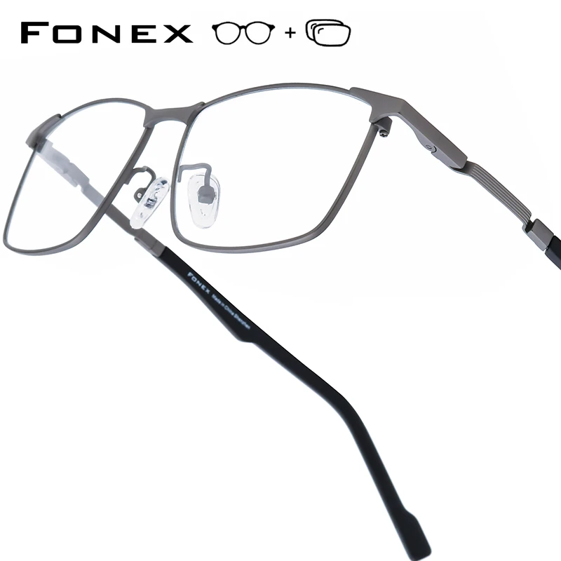 FONEX – lunettes de prescription progressives, photochromiques, anti-bleu, lentilles optiques pour myopie, lunettes carrées en titane pour hommes, 916