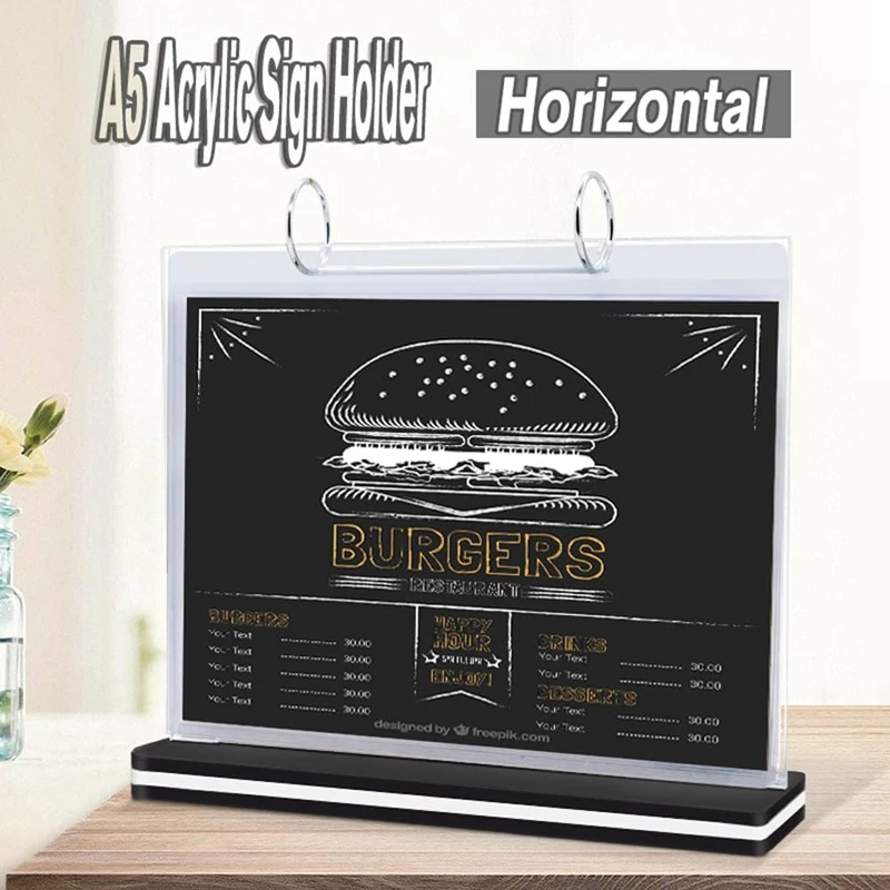 Т-образный многосторонний перекидной акриловый держатель для вывесок формата А5, подставка для меню/фото/рекламы/напитков