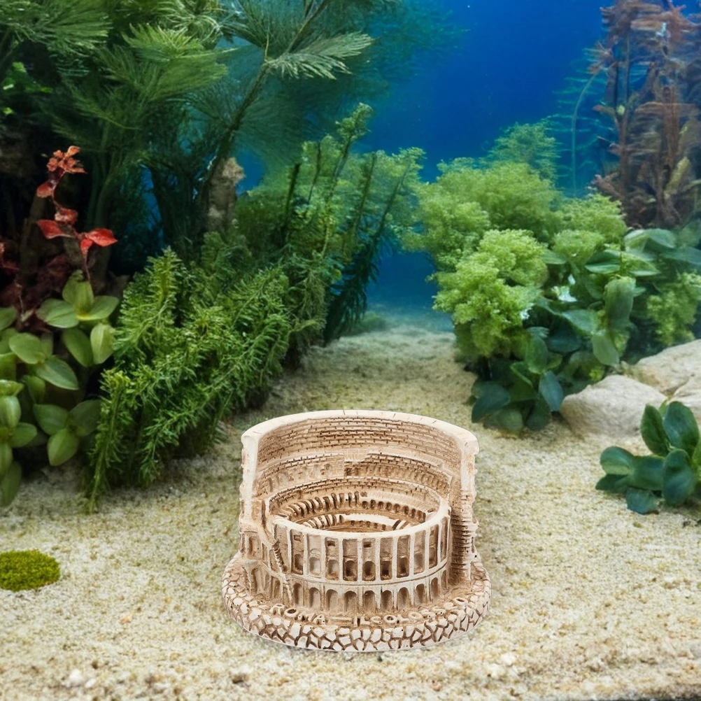 

2Pcs Mini Resin Roman Colosseum Ancient Architecture Aquarium Fish Tank Decoration Reptile Turtle Lizard Terrarium Ornament