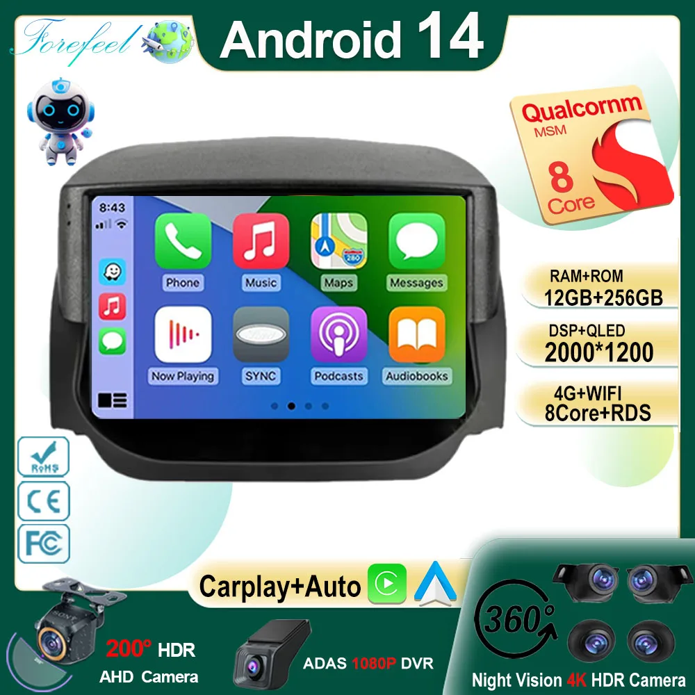 

Android 14 Carplay Auto Car Radio For Ford EcoSport Eco Sport 2014 2015 2016 2017 2018 GPS Recorder Multimedia Player 4G+BT DSP