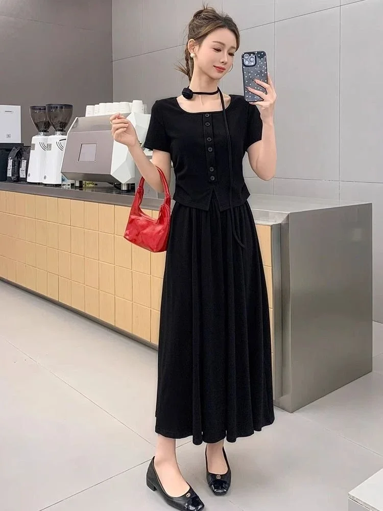 

Long Women's Two Skirt Piece Set Maxi Luxury Designer Clothing Elegant Casual Cheap Offers Trend 2025 Chic Jacket Female Outfits