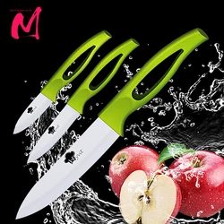 Ceramic Knives 3 4 5 inch fruit utility slicing Knives Green Handle White Blade Cooking Kitchen Knife Cook Set