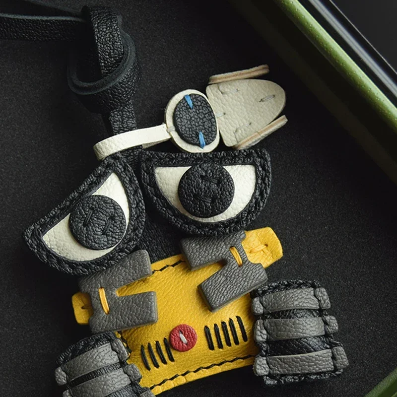 

Handmade Leather Cute Robot Bag Charm KeyChain KeyRing Christmas gifts