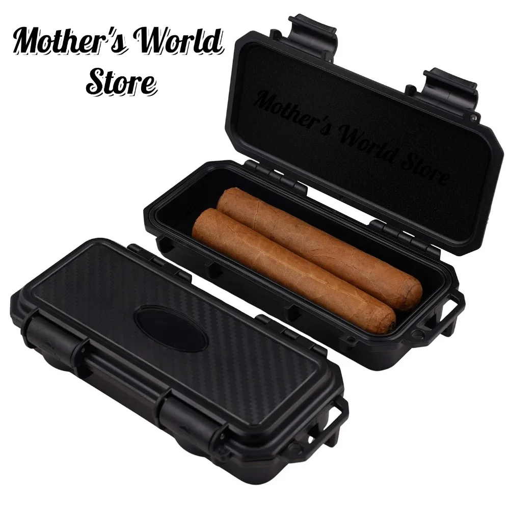 Black Version Humidor Sealed Moisturizing 2-Pack Sponge Lined Cigar Moisturizing Box Portable Simple Cigar Case