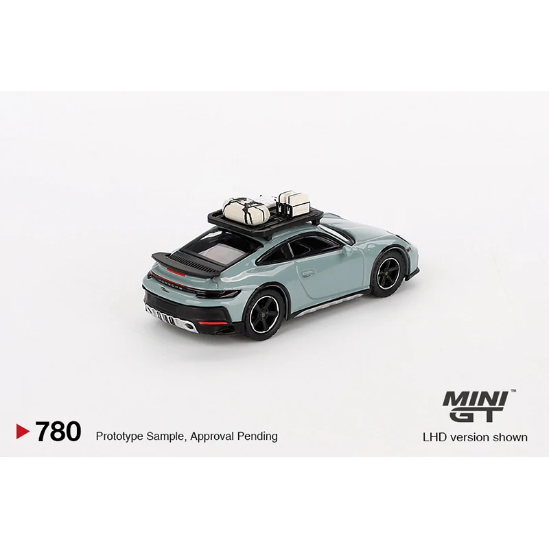 Minigt 780 em estoque 1:64 porsche 911 992 dakar sombra verde metálico diecast diorama modelo coleção brinquedos