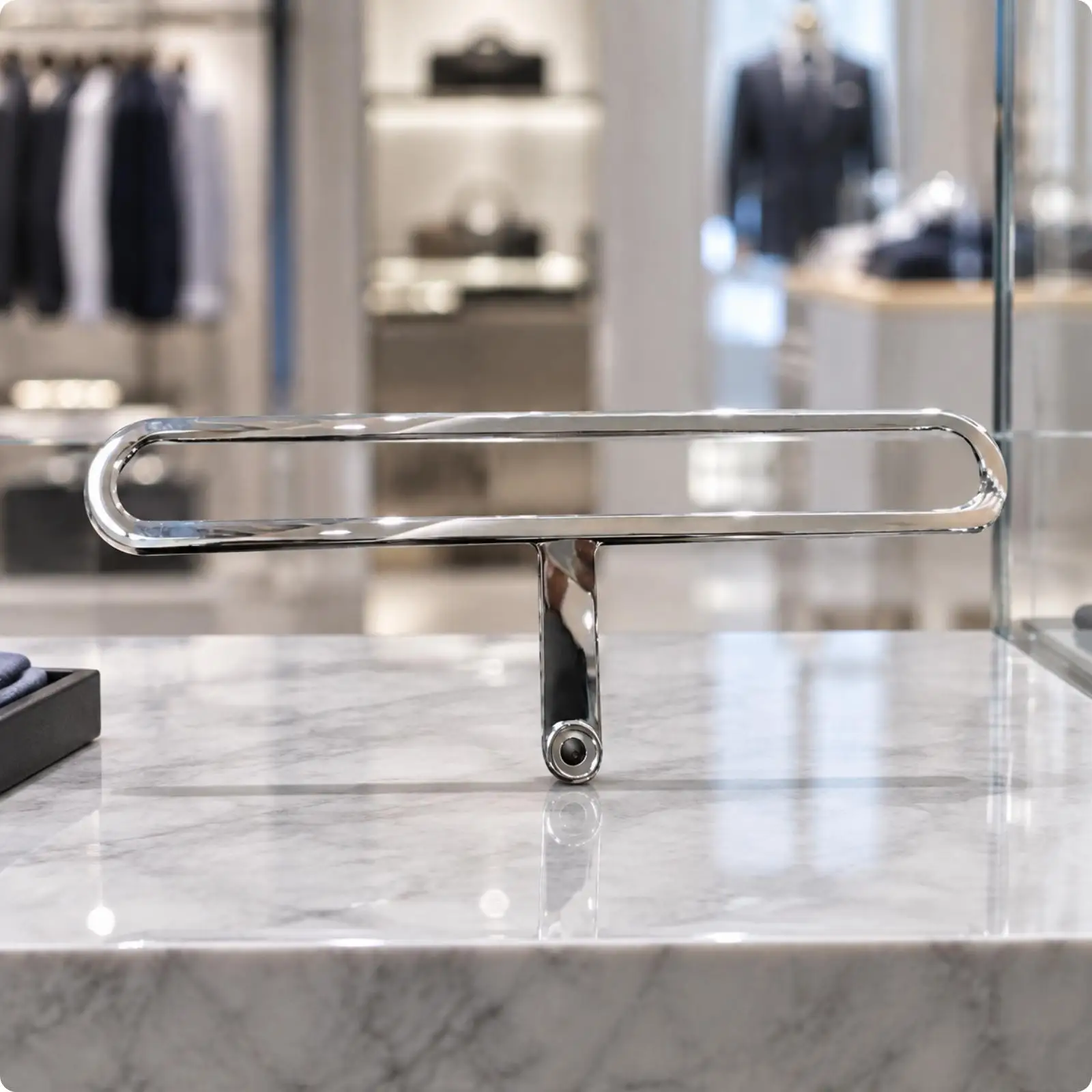 Wall Mount Tie Display Rack Stainless Steel Double Bar Holder for Clothing Boutique Suit Accessory Display