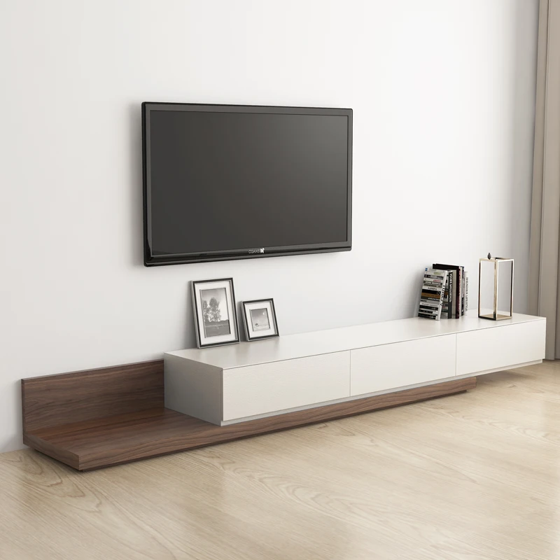 Nordic TV cabinet coffee table modern minimalist small unit floor cabinet black walnut expandable