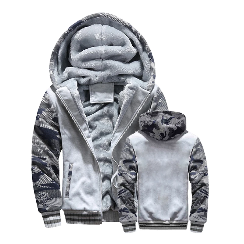 Männer Winter Trainingsanzug Sets Dicke Warme Jacke Zipper Mit Kapuze Sweatshirt Mantel + Hosen Marke Sportswear Casual Fleece Outwear Hoody – Detail 10