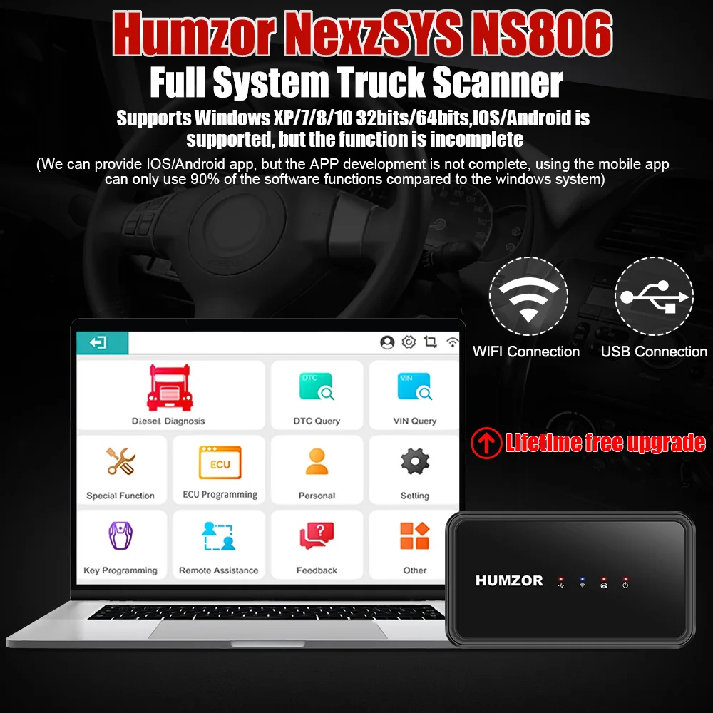 100% Original HUMZOR NexzSYS NS806 Truck Diagnostic Tool Support Windows System 18 Special Functions