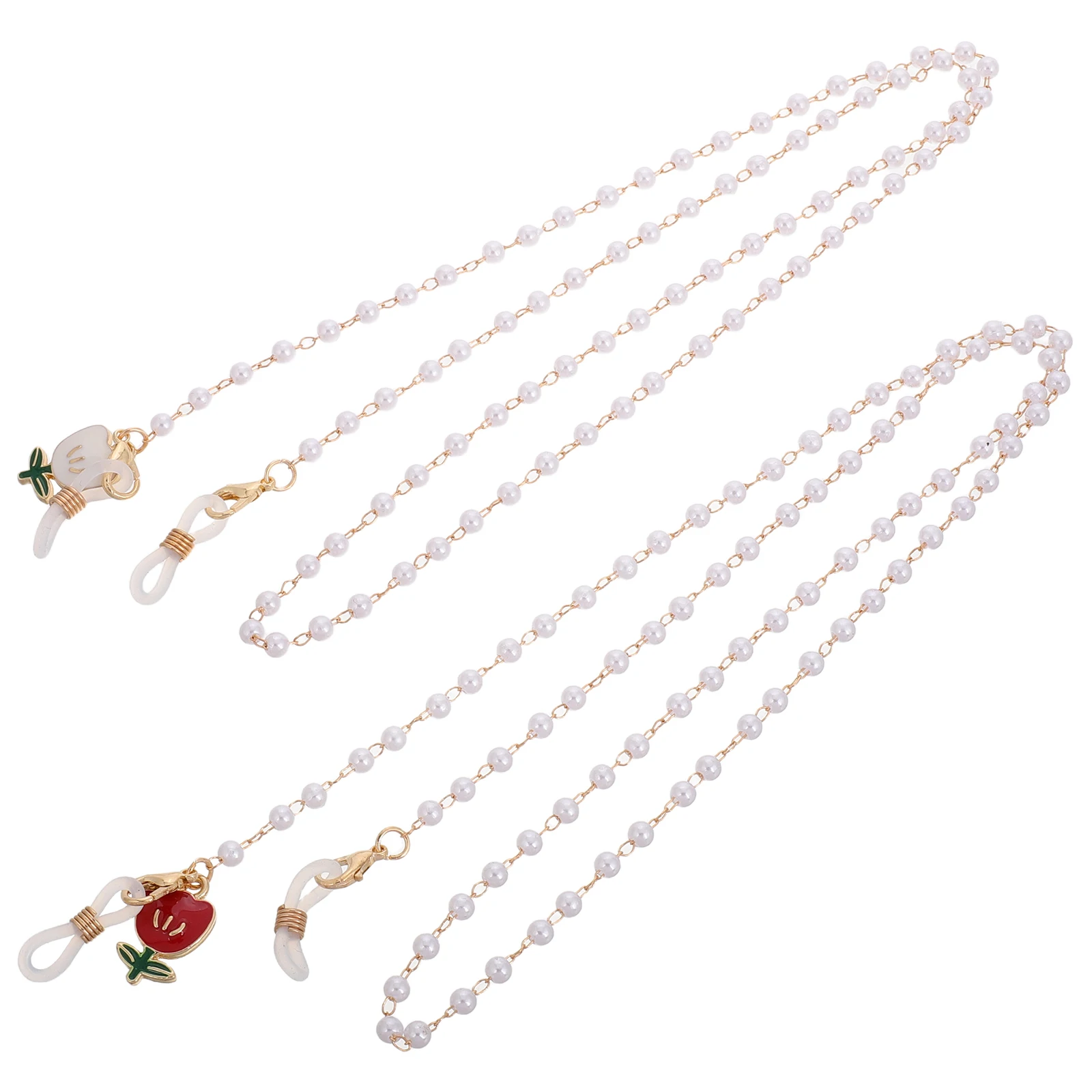 

4PCS Glasses Chain Eye Holders Around Neck Flowers Cute Eyeglass Chains Women Pearl Necklace Sturdy Fade Resistant Lightweight