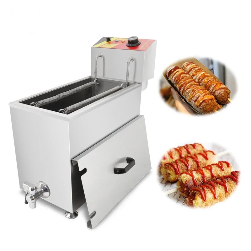 110/220V Commercial 26L Large Capacity Cheese Hot Dogs Sticks With Deep Fryer Machine Hot Dog Roller Maker Sausage Cheese Snacks