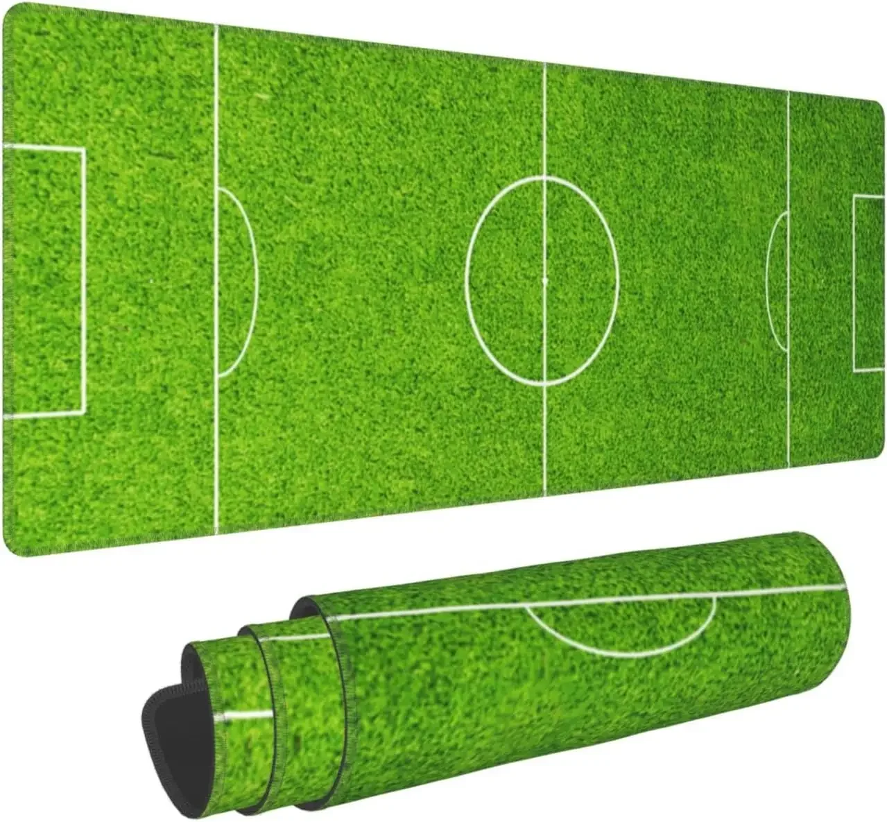 

Зеленый коврик для игровой мыши Football Stadium с нескользящей резиной, 31,5 x 11,8 дюйма, водонепроницаемый коврик для мыши с прошитыми краями