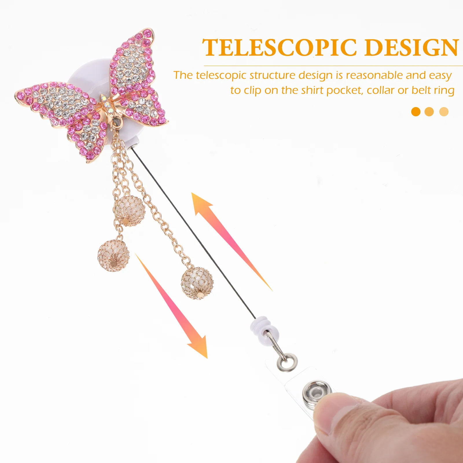 1 قطعة حامل معرف الفراشة مشبك شارة مدمج أنيق للطلاب قميص جيب طوق حزام تثبيت كليب قابل للسحب #5