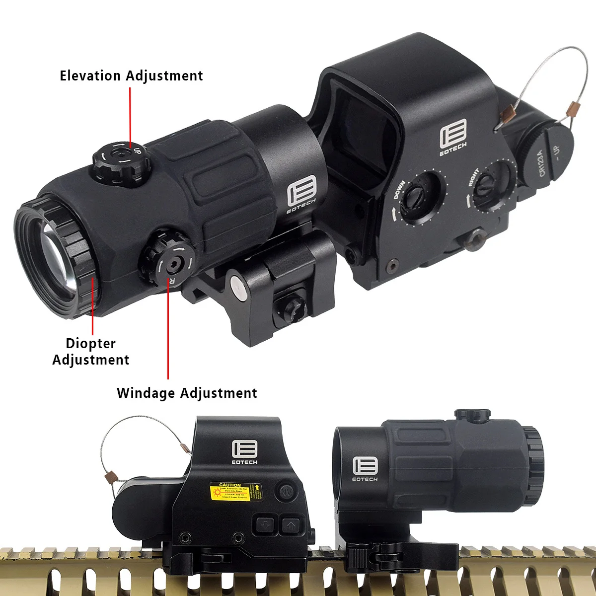 EOTECH G43 G33 G45 3X 5X Magnifier Scope EOTECH 558 Holographic Collimator Red Dot Sight 20mm Rail Hunting Airsfot Optics Scope view 4