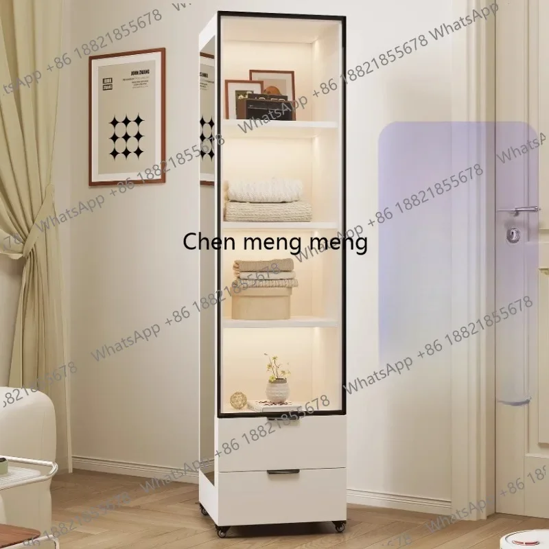 X188 Solid wood full body floor mirror household rotating mobile fitting mirror hanging hanger integrated storage full-length mi