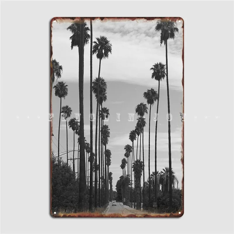 

Винтажные черно-белые пальмы Калифорнии фото металлический плакат с табличкой паб гараж на заказ жестяные пластинки знак плакат