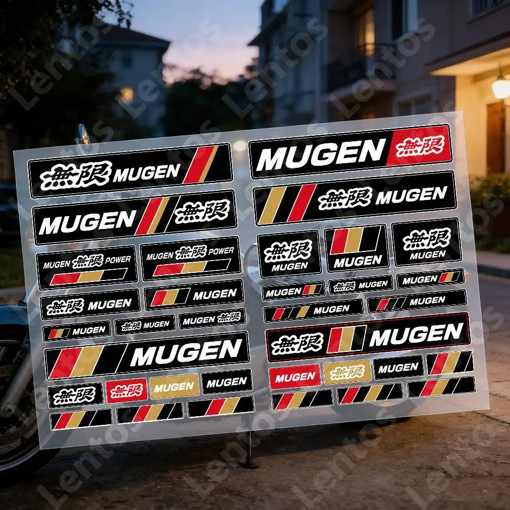 M-mu-gen Waterproof Reflective Motorbike Stickers Easy Peel Removable Decals For Motorcycle Car