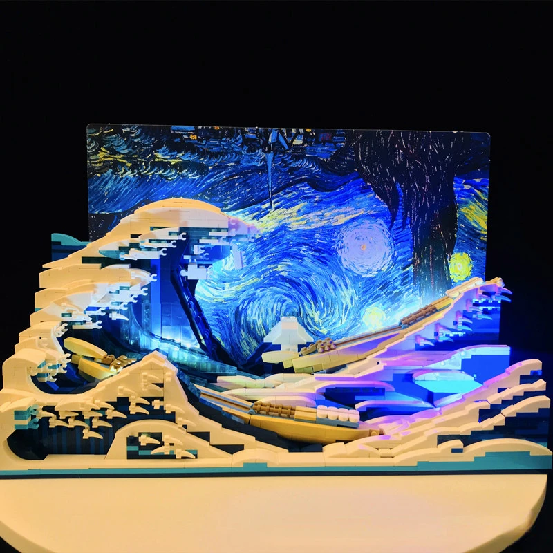 No Model Led Light Kit for DK3003 The Great Wave Off Kanagawa 3D Painting