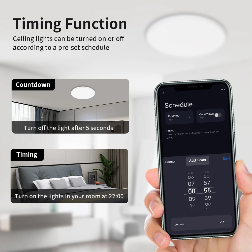 TNCE 24W Tuya WIFI+Bluetooth Smart Ceiling Light RGB LED Ceiling Lights Dimmable APP Control Work With Alexa Google Home