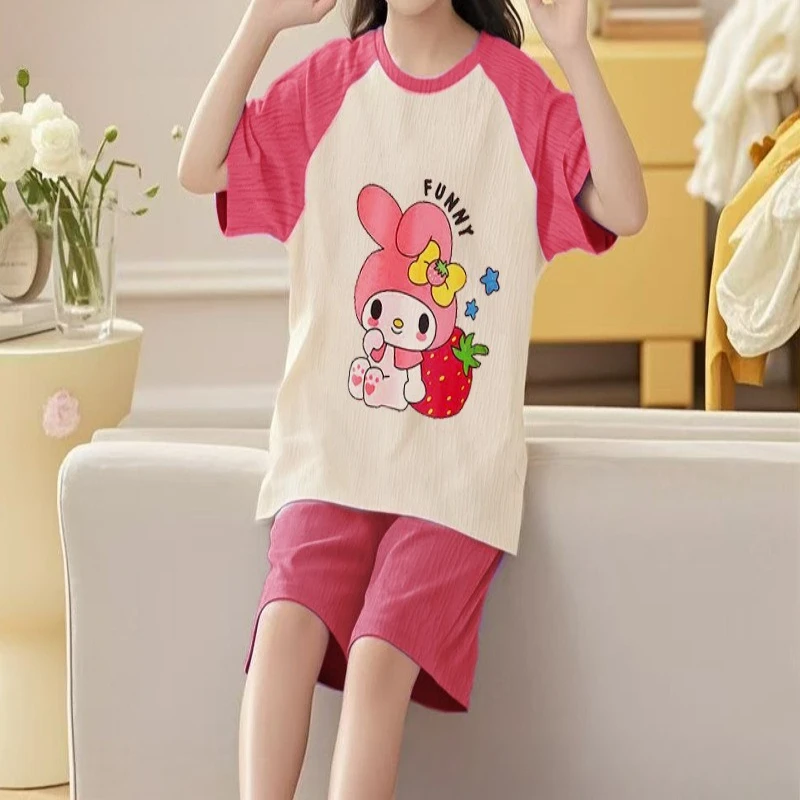 Immagine 3: Set Pigiama per Bambini con Maniche Corte e Pantaloncini, Abbigliamento da Notte Traspirante in Morbido Cotone Leggero e Confortevole per Bambini
