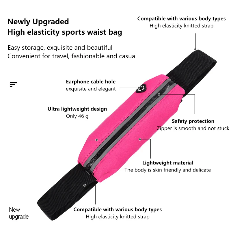 

Stylish And Simple Running Belt Waist Bag For Cell Phone Sports Fanny Pack Waterproof Men Women Hidden Gym Bags Pouch