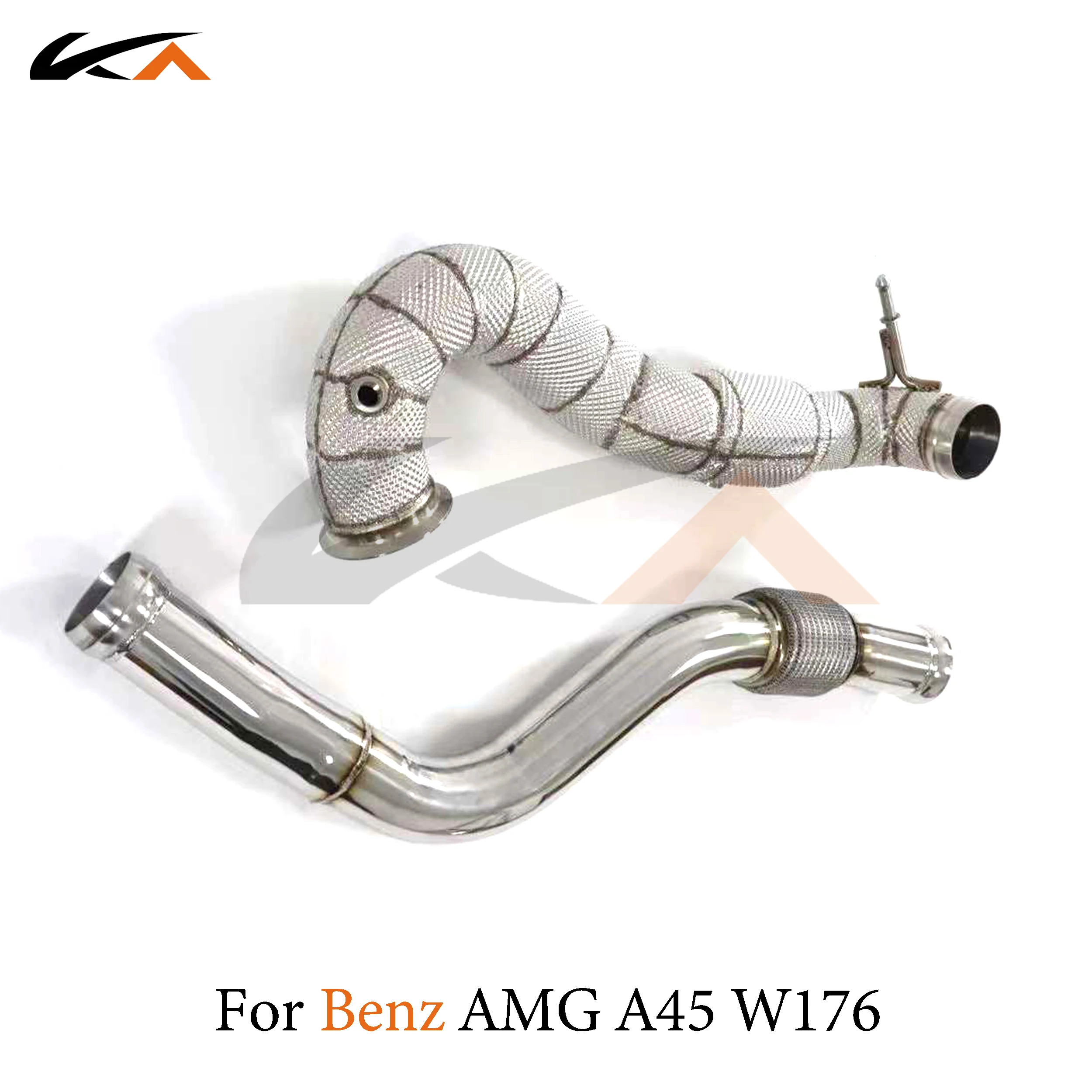 KA Tuning exhaust system header stainless downpipe for Mercedes-Benz AMG A45 W176 axle pipe performance catalysis heat shield