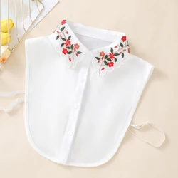 Ladies Fashion Embroidered Colorful Flower Collar with Sweater Bottom Shirt Versatile Detachable Chiffon Fake Collar