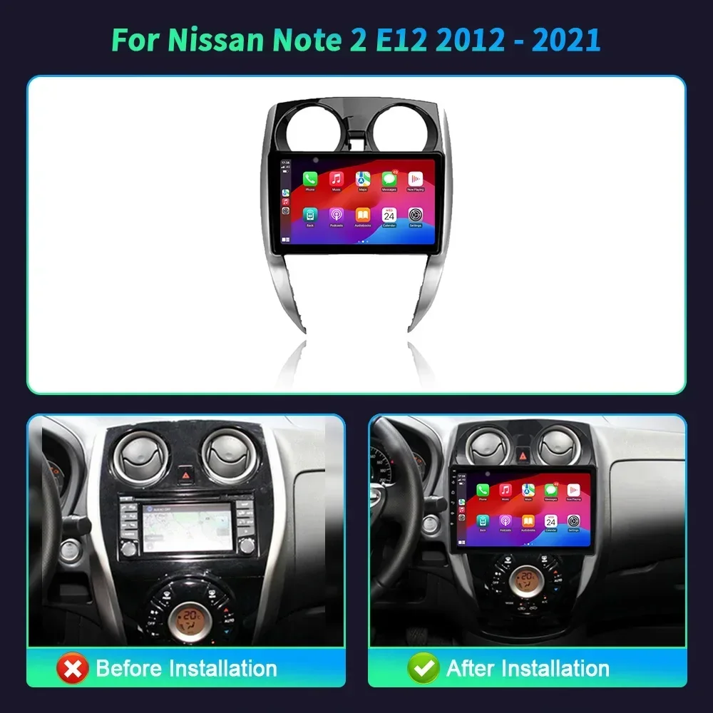 For Nissan Note 2 E12 2012-2021 Car Radio Multimedia Video Player Navigation 4G GPS Wireless BT CarPlay Android 14 Touch Screen