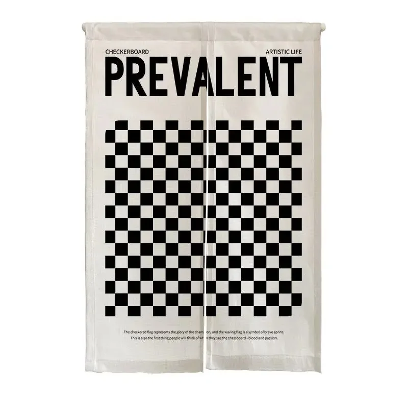 VIKAMA Retro Checkered Floral Print Half-Length Curtain, Dopamine-Style Fabric Japanese-Style Curtain, Bedroom Home Decor