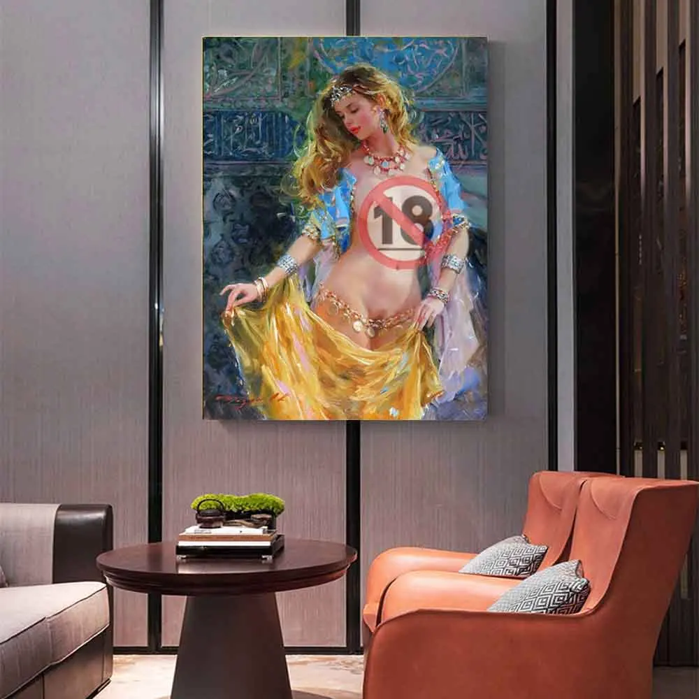Citon Canvas Oil painting Konstantin Razumov《Sex Woman in tulle》Art Poster Picture Modern Wall decor Home Living room Decoration