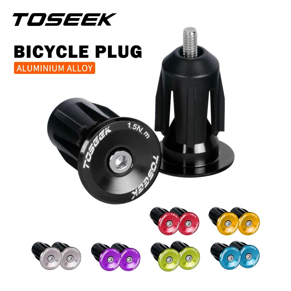 TOSEEK Bicycle Grip Handlebar End Cap Aluminium Alloy Lock MTB Handlebar Grips End Plugs for Bike Handlebar Accessory 1 Pair