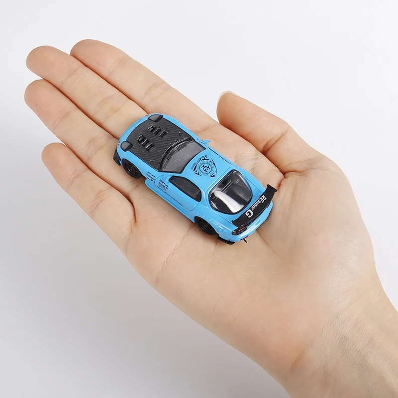 TPC 1:64 Amemiya RX7 Blue / Blue carbon cover Diecast Model Cars