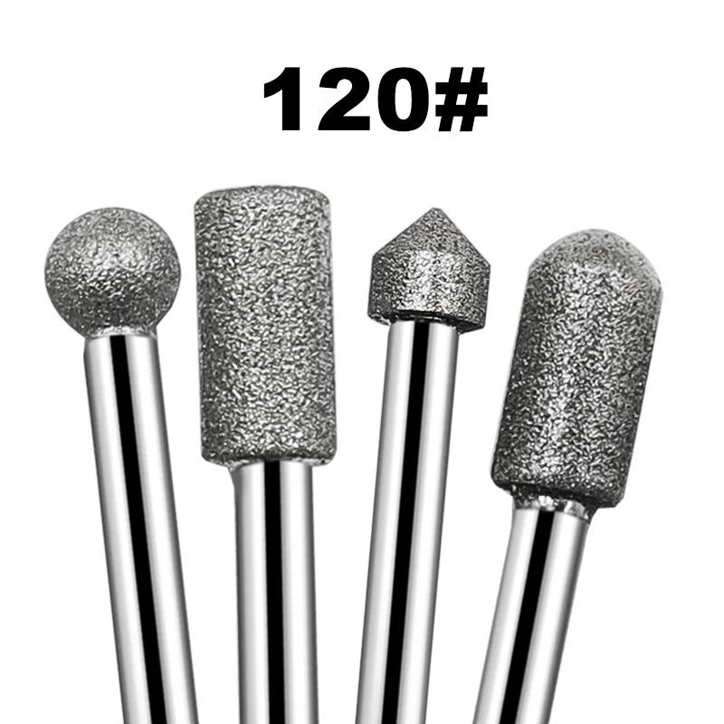 

10sets 20 Piece Set 6mm Handle Diamond Grinding Jadeite Carving Tools Grinding Needles Emery Grinding Rods Jade Stone 120