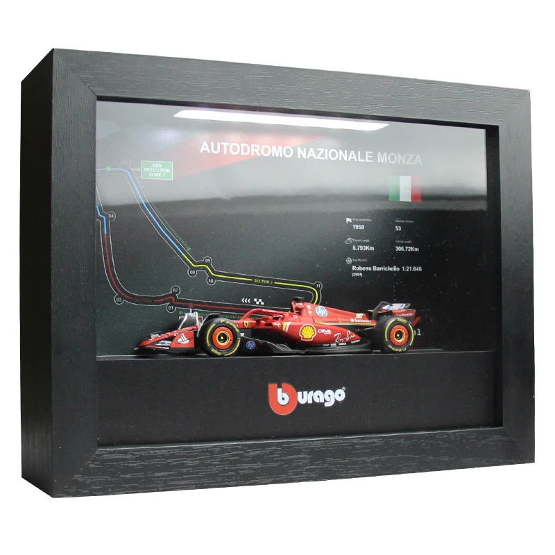 

Bburago 2024 1:43 F1 Ferrari SF24 #16 Charles Leclerc Picture Frame Version Monza Circuit With LED Light Model Car Collector's