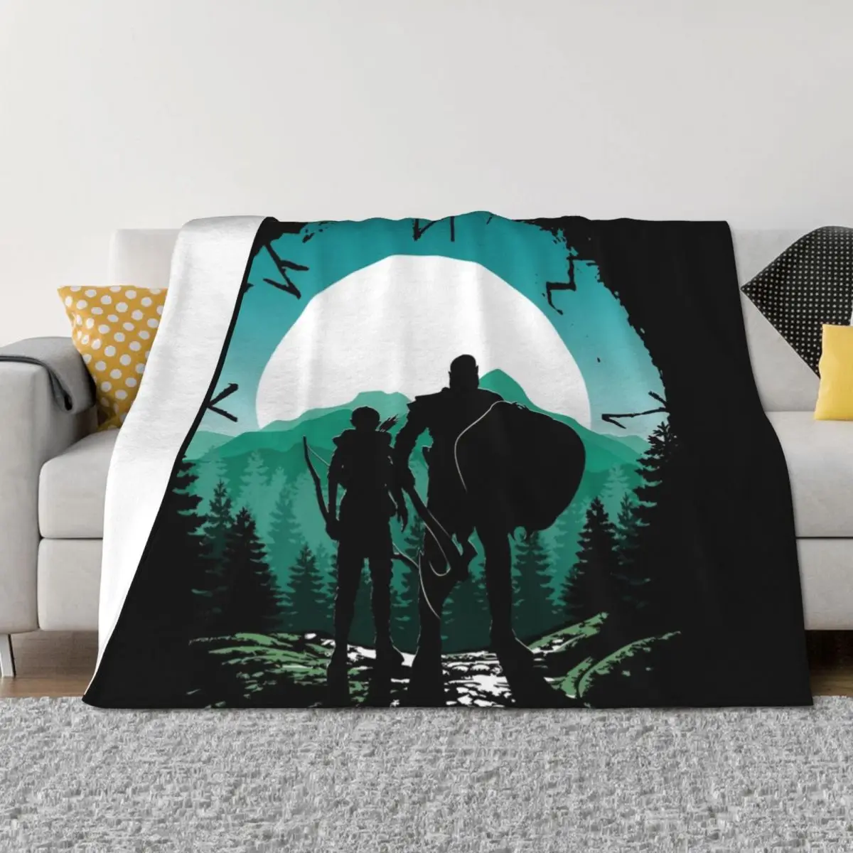 

Kratos and son Throw Blanket Sofa Throw Beautifuls Plaid on the sofa Decorative Beds Blankets