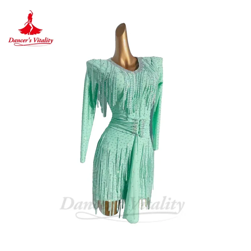 Latin Dance Dress for Women Standard Rumba Chacha Performance Competiton Costume Customsized Adult Child Latin Wear Outfit