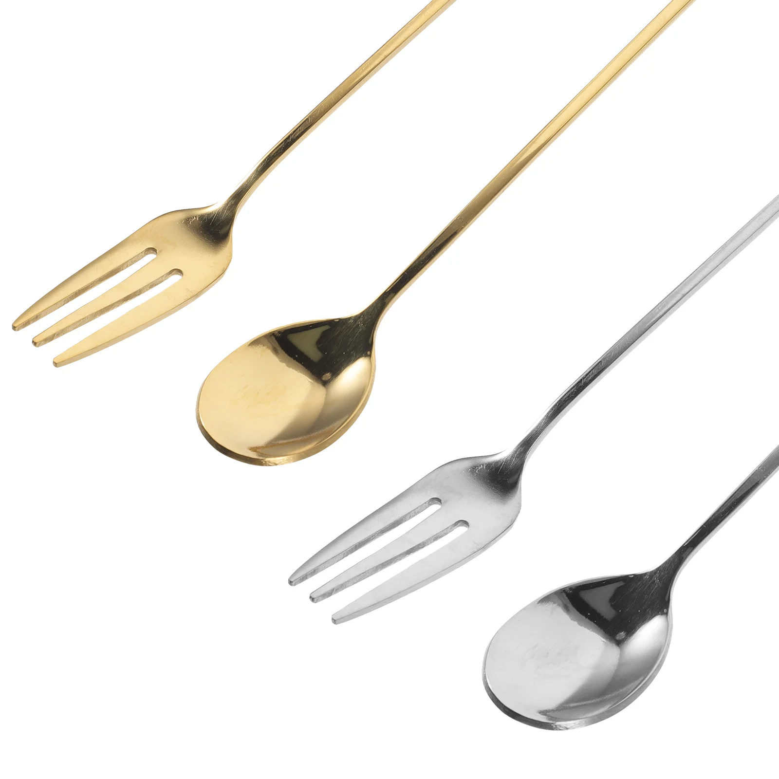 

4 Pcs Stainless Steel Fruit Fork Serving Utensils Dessert Small Coffee Spoons Baby