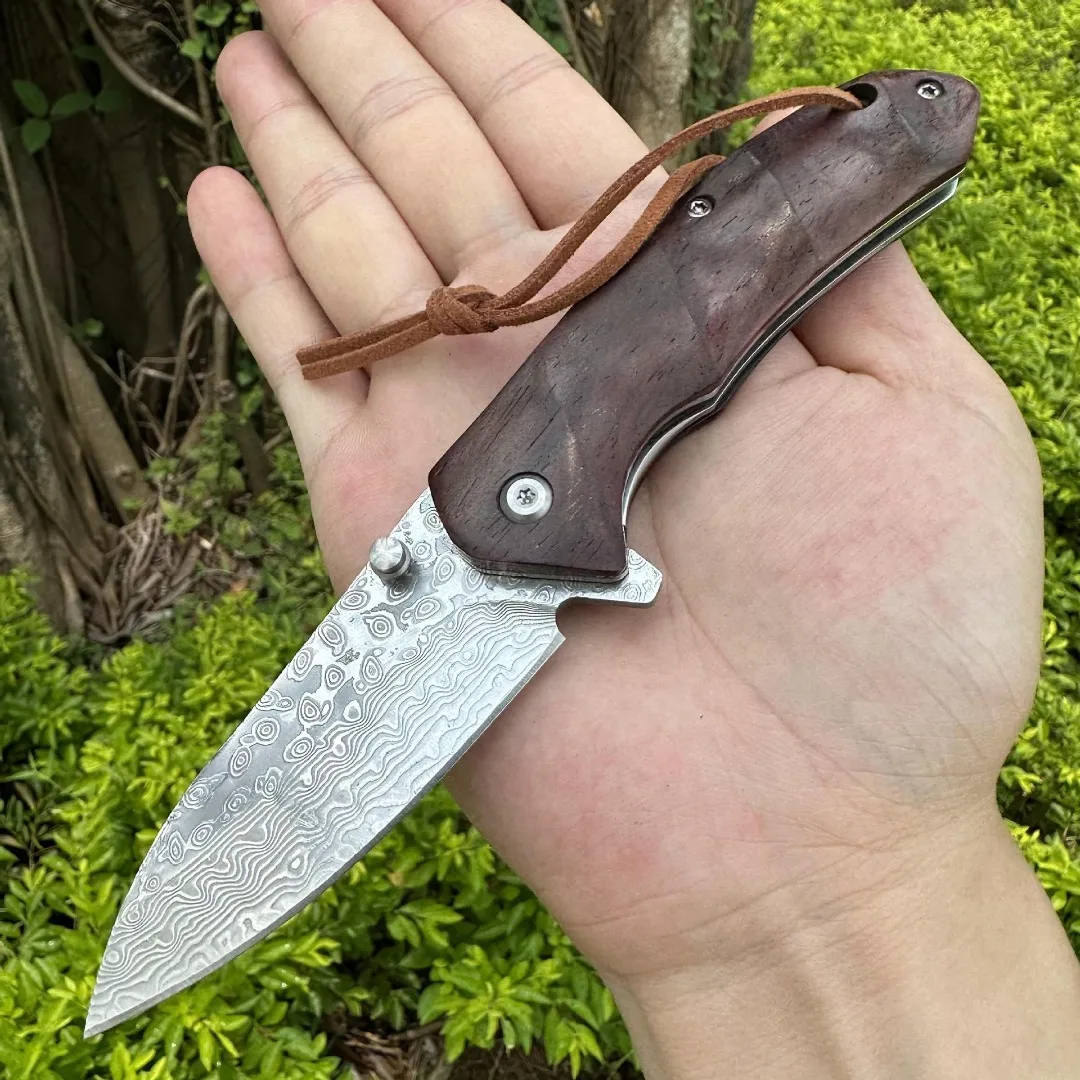 

VG 10 Maersk Steel Outdoor Folding Knife with Built in Ball Bearings and Yellow Sandalwood Handle Portable Knife