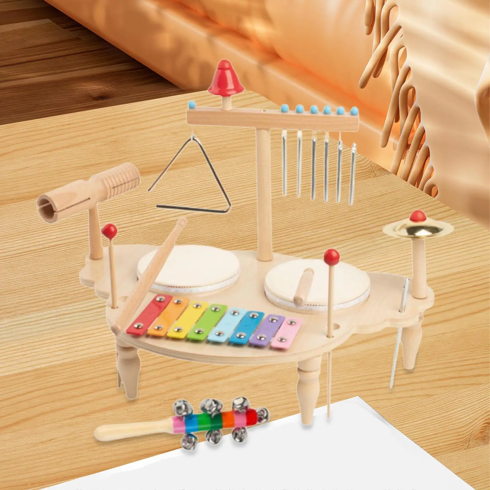 

Xylophone Drum Set Cymbals Motor Skill Wooden Percussion Toys Birthday Gift