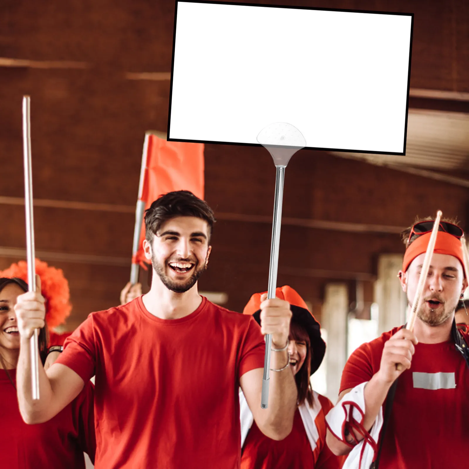 Stainless Steel Handheld Sign Holder Rod Adjustable Telescopic Lightweight Portable Sign Stand for Sports Meetings Exhibitions
