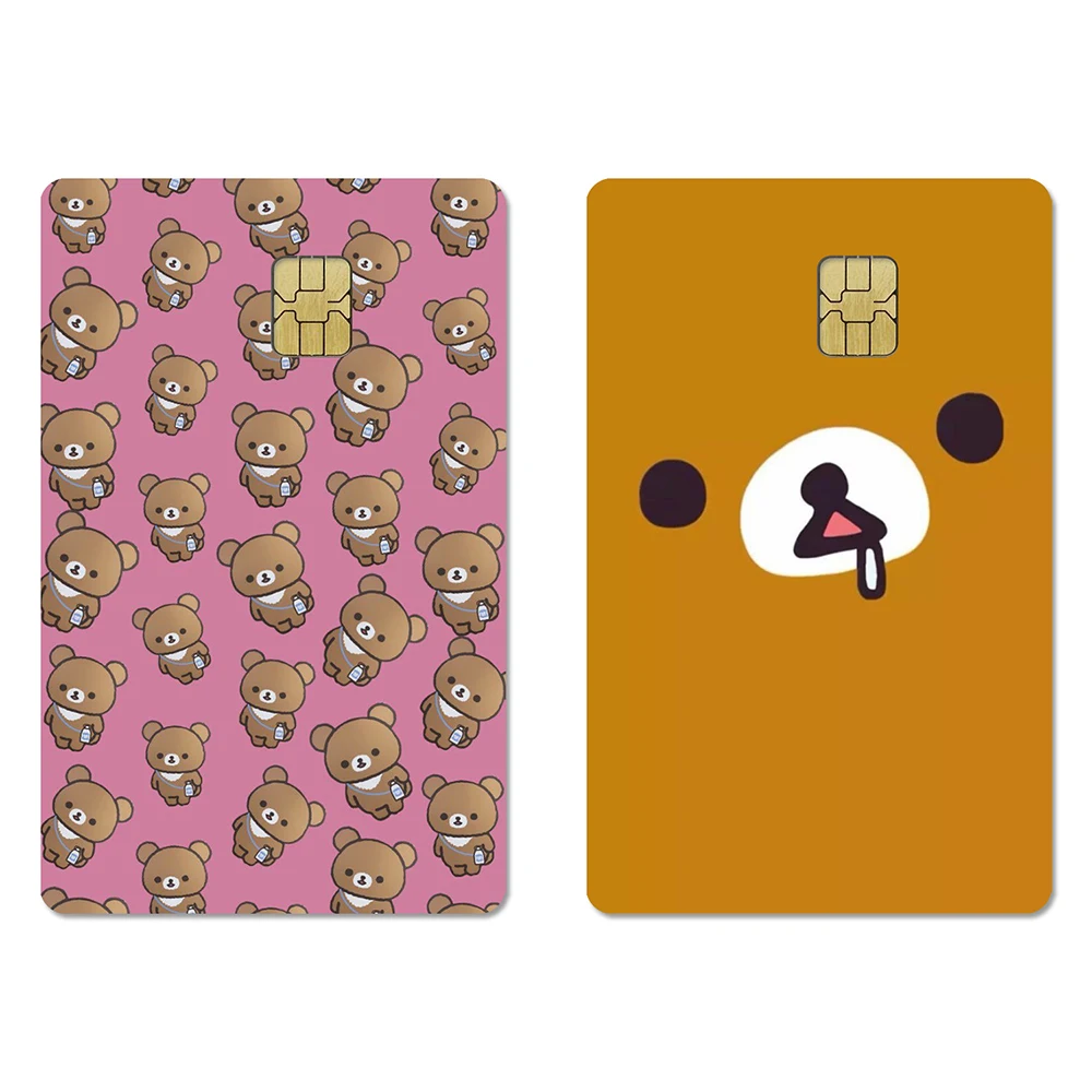 Cartoon Cute Rilakkuma Stickers 2PCS PVC Credit Card Skin Stickers Removable Self-adhesive Protective Film Waterproof Decoration view 6