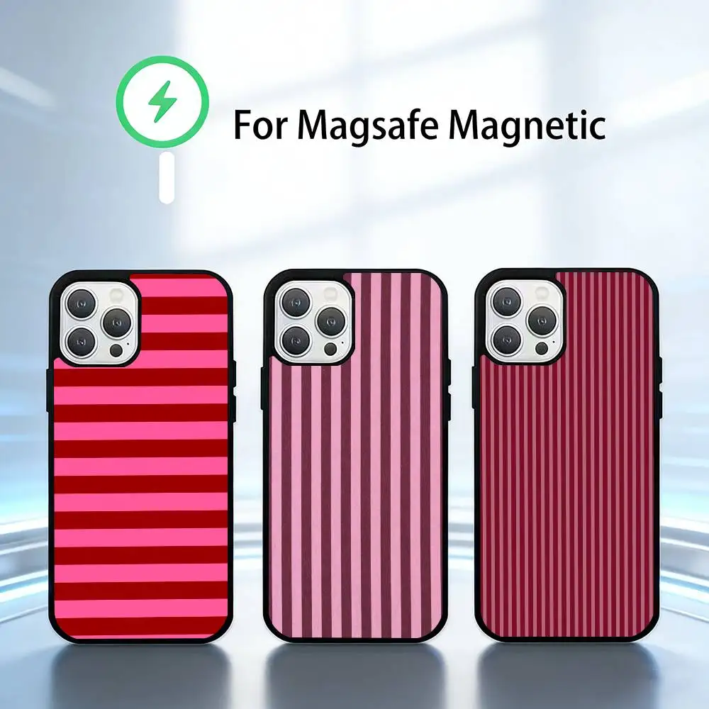 

Burgundy rose stripe Phone Case For iPhone 17,16,15,14,13,Pro,Max,Plus,Magnetic For Magsafe Wireless Charging