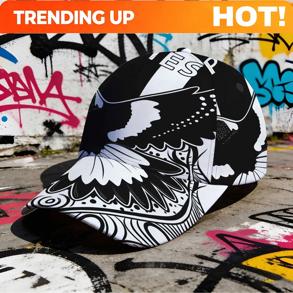 Customization 1pc Featuring A Striking Abstract Design Of A Magpie In Flight, This Duckbill Hat Is A Fashionable Streetwear Acce