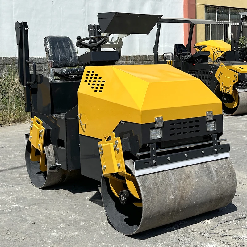 آلات البناء أسطوانة الطريق أسفلت صغير طبلة مزدوجة ضاغط التربة الأسطوانة الاهتزازية 1.3 طن أسطوانة الطريق الصغيرة