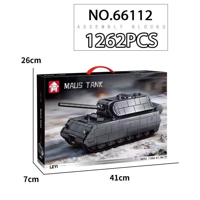 在庫あり-moc-軍事用ラット重戦車-組み立てブロック-タイガー戦車-ブロック組み立てモデル-おもちゃ-男の子向け-クリスマスギフト-1262ピース